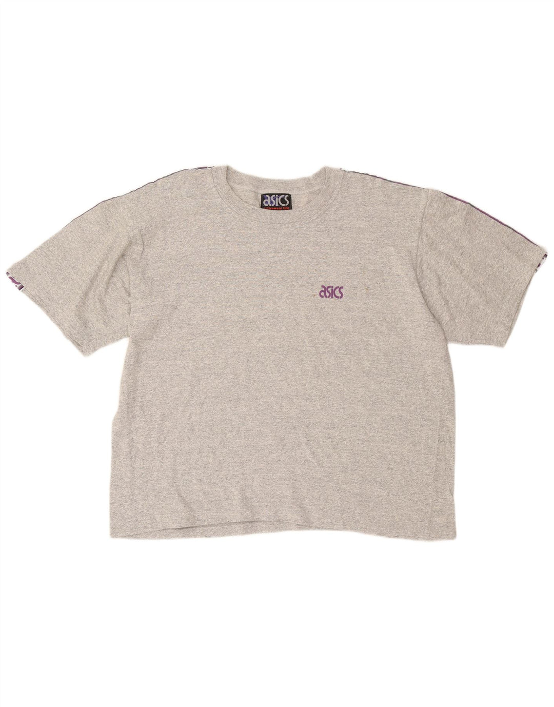 ASICS T-shirt graphique surdimensionné pour femme UK 16 Grand coton moucheté gris