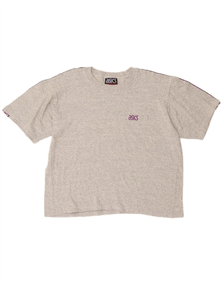 ASICS T-shirt graphique surdimensionné pour femme UK 16 Grand coton moucheté gris
