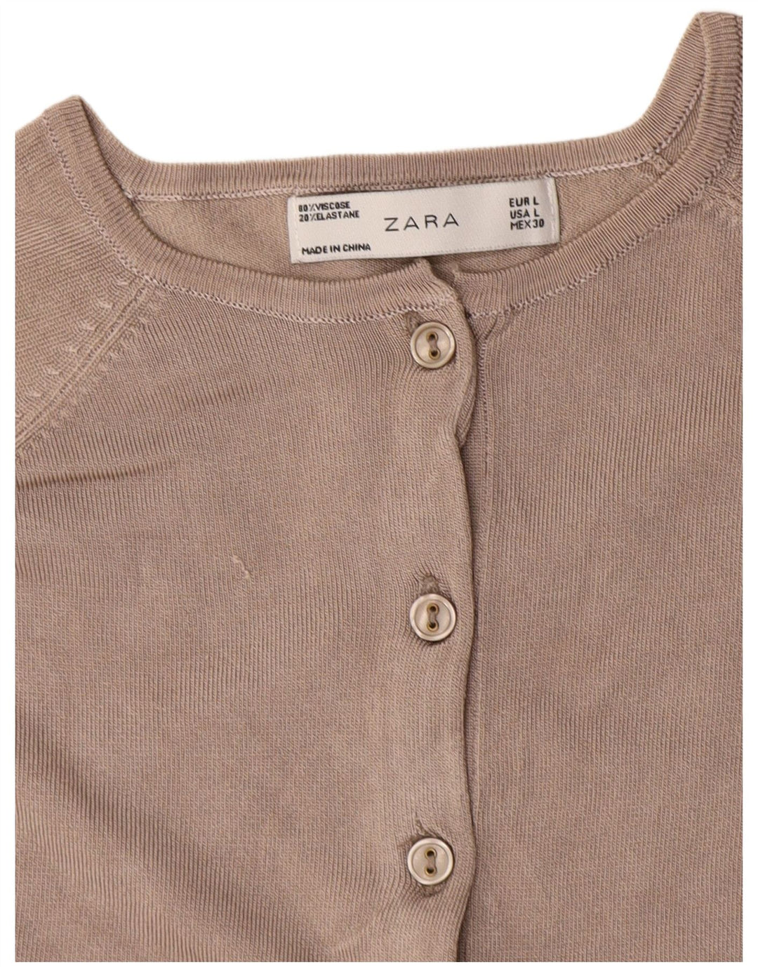 Zara Cardigan Femme Pull UK 14 Large Gris Viscose