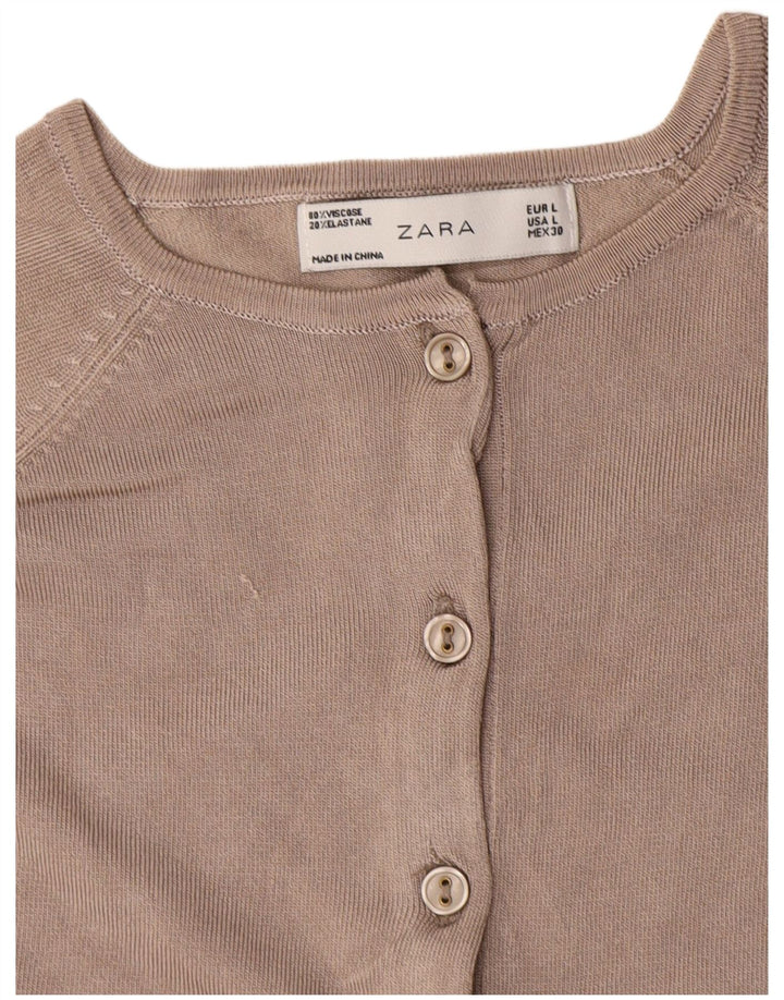 Zara Cardigan Femme Pull UK 14 Large Gris Viscose