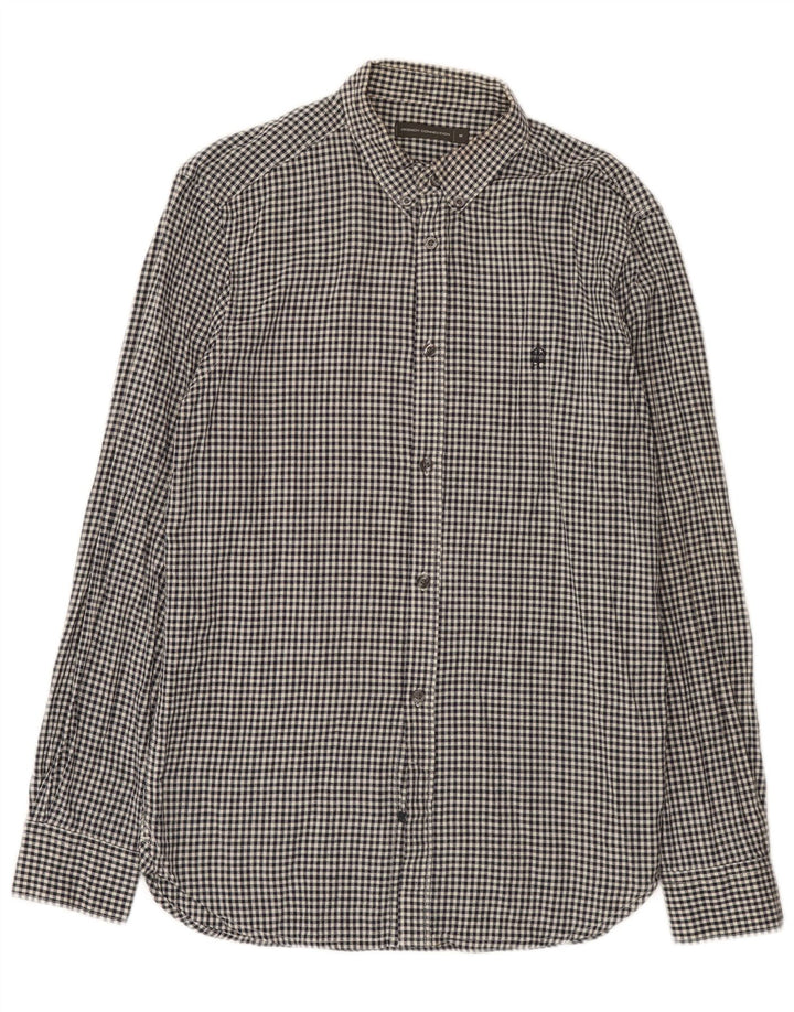 French Connection Chemise Homme Coton Vichy Noir Moyen