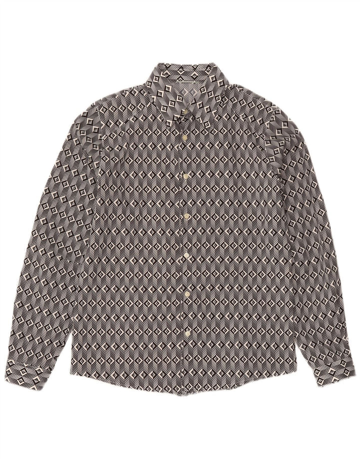 ALTATENSIONE Chemise Homme Moyen Noir Géométrique