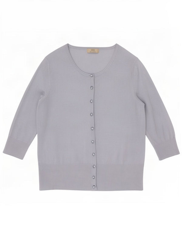 Marks & Spencer Pull cardigan à manches 3/4 pour femme UK 16 Large Bleu Viscose