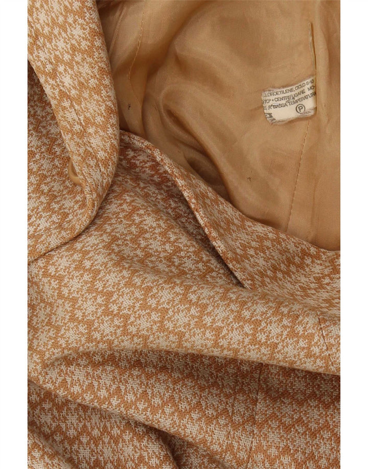 vintage Womens Overcoat UK 10 Petit Beige Géométrique