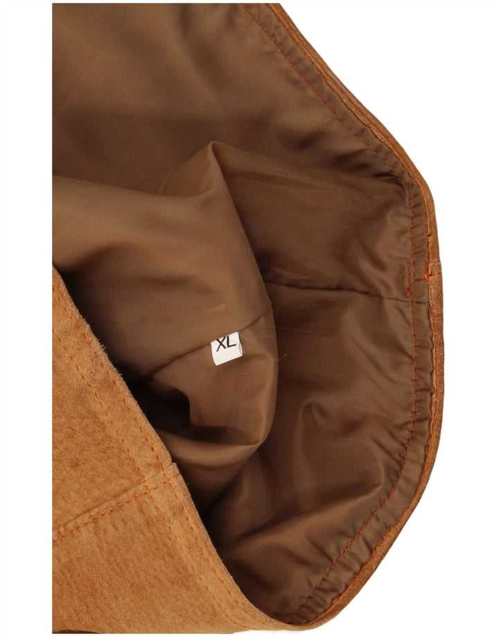 VINTAGE Gilet en daim femme UK 18 XL Marron