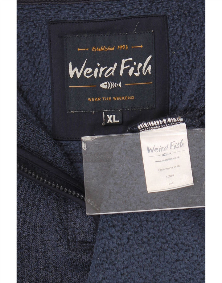 Weird Fish Sweat-shirt col zippé pour homme XL en polyester moucheté bleu marine