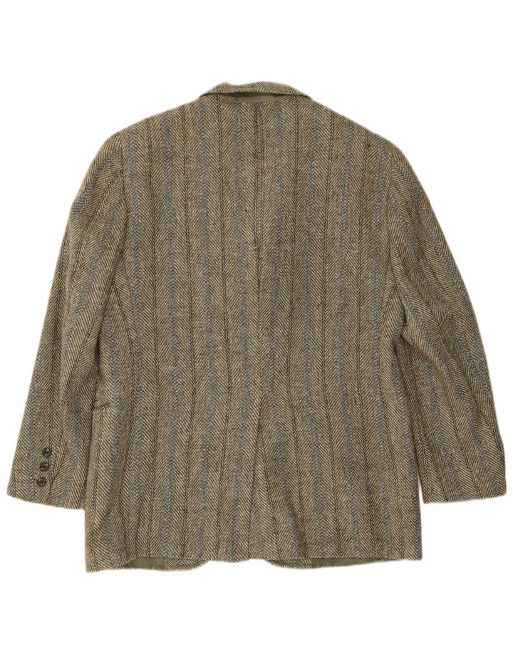 Harris Tweed Veste blazer à 3 boutons pour homme UK 38 Kaki moyen à chevrons