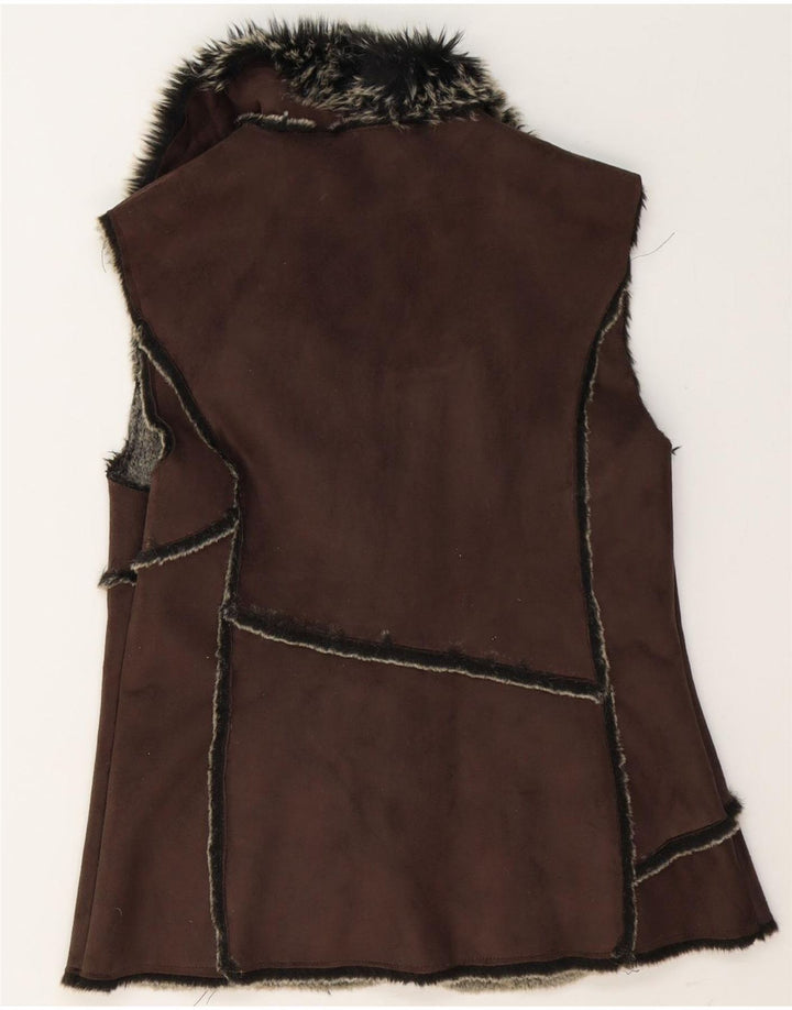Debenhams Gilet Sherpa Femme UK 12 Marron Moyen Polyester