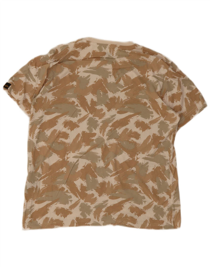 Alpha Industries T-Shirt Graphique Homme Beige Moyen Géométrique