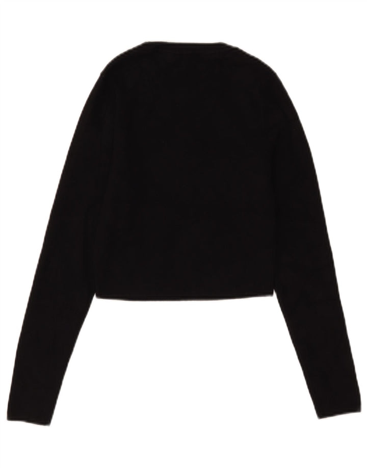 Zara Womens Crop Top Manches Longues UK 12 Moyen Noir