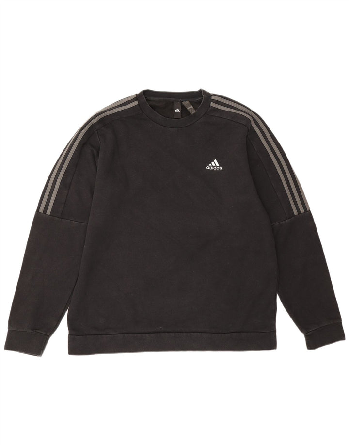 Adidas Sweat-shirt pour homme en coton noir Taille L