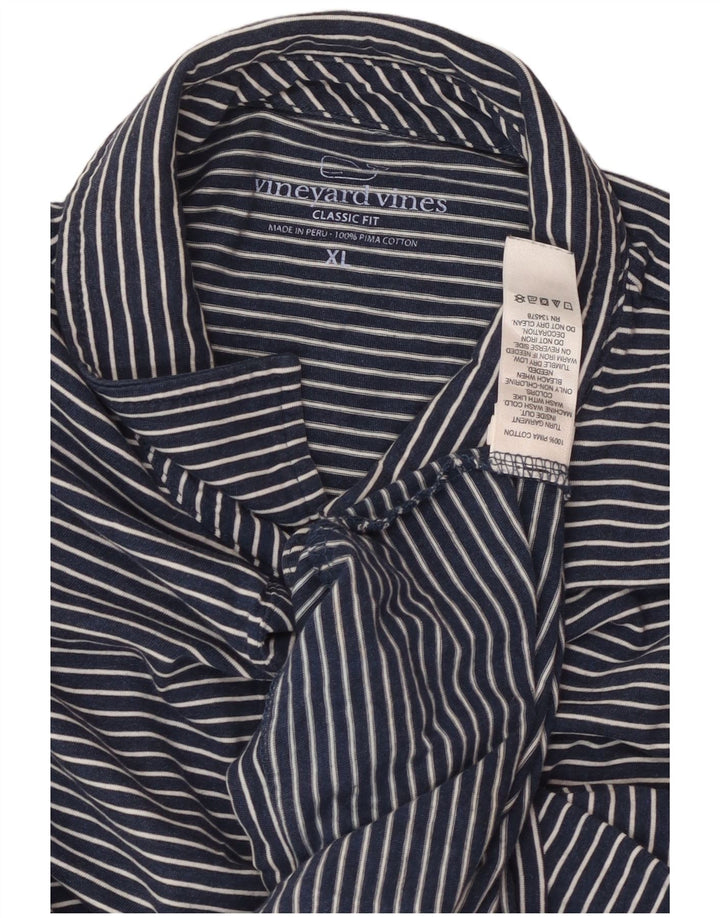 VINEYARD VINES Polo coupe classique pour homme XL en coton à fines rayures bleu marine