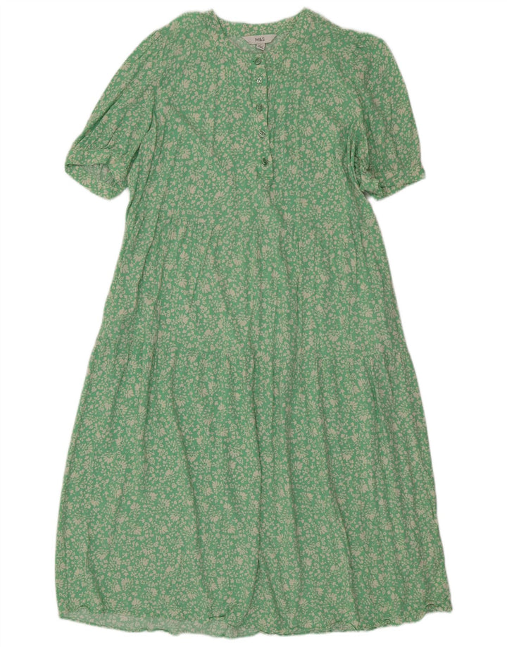 Marks & Spencer Robe longue pour femme UK 44 Viscose florale vert moyen