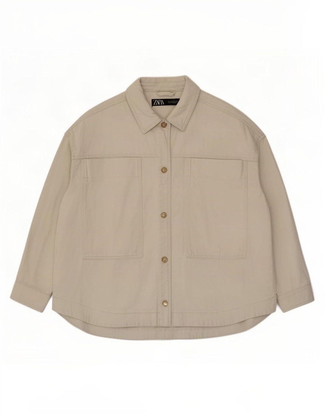 Zara Veste en jean surdimensionnée pour femme UK 16 Grand coton blanc cassé