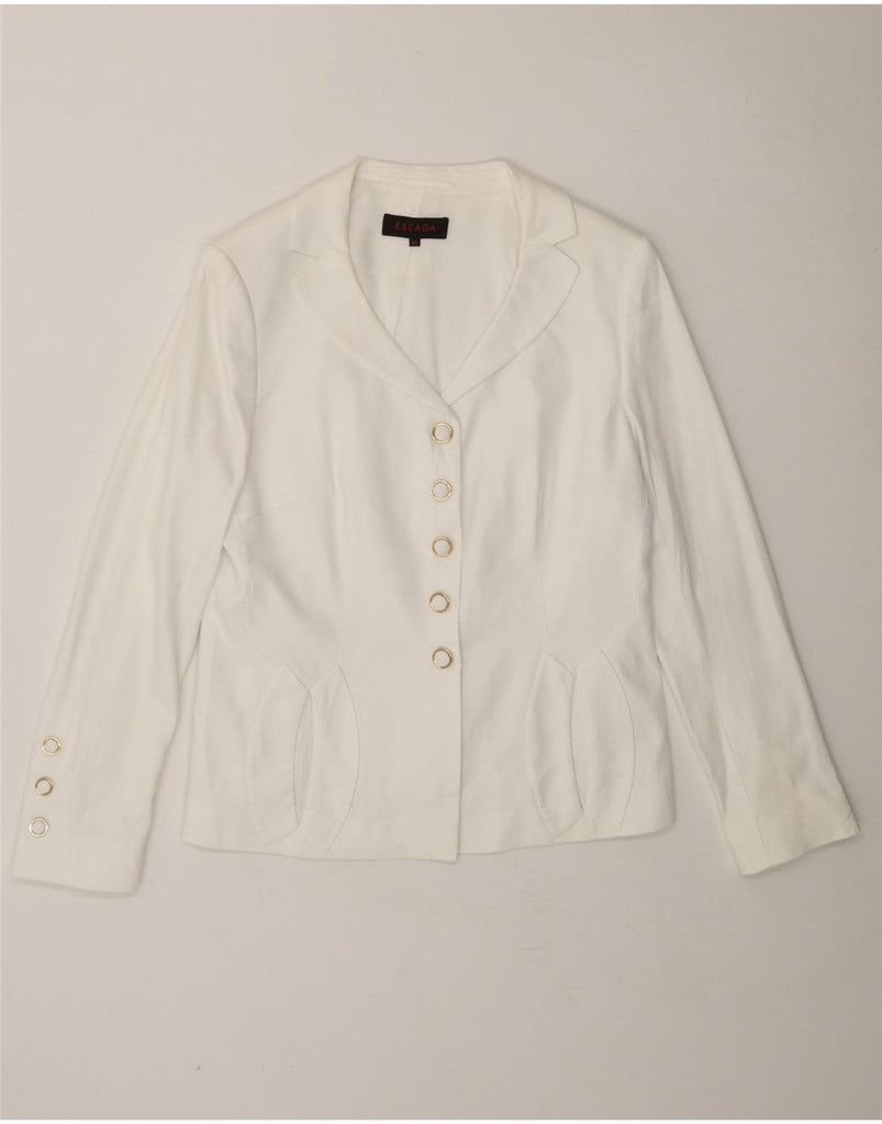ESCADA Womens 5 Button Blazer Jacket EU 40 Medium White Cotton Vintage Escada and Second-Hand Escada from Messina Hembry 