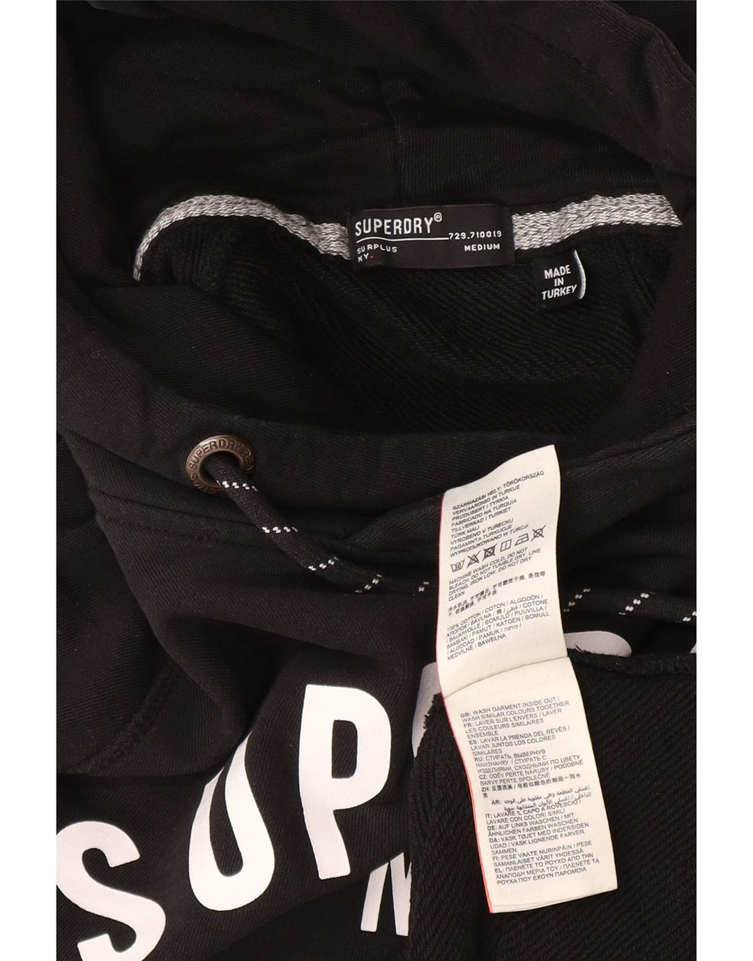 Superdry Pull à Capuche Graphique Homme Noir Moyen Coton