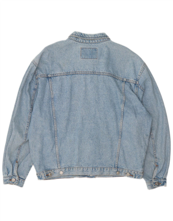 VINTAGE Veste en denim surdimensionnée femme UK 16 Grand coton bleu