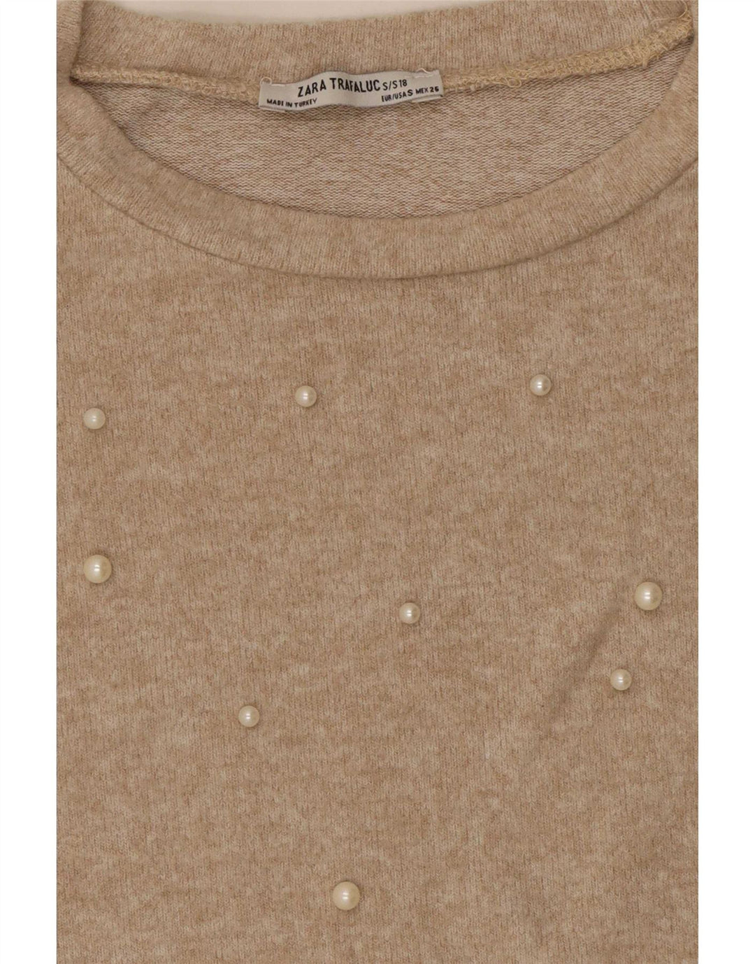 Zara Femmes Trafaluc Blouse Oversize Top UK 10 Petit Beige Taché