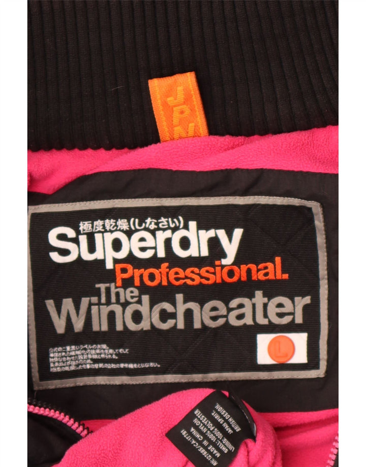 Superdry Veste coupe-vent graphique pour femme UK 16 Large Noir