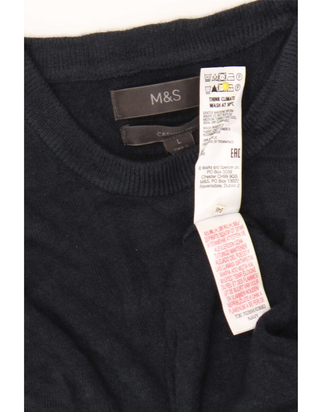 Marks & Spencer Pull col rond pour homme en acrylique bleu marine Taille L