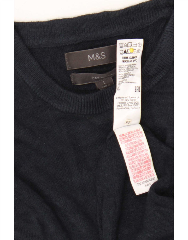 Marks & Spencer Pull col rond pour homme en acrylique bleu marine Taille L