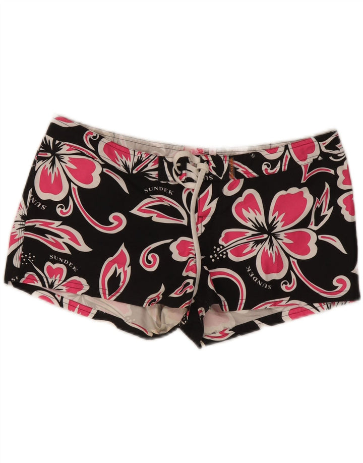 SUNDEK Short de bain pour femme US 6 Medium Noir Floral Polyester