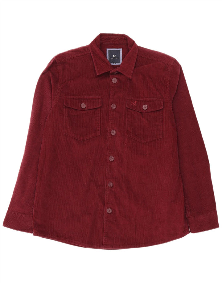 CREW CLOTHING Chemise en velours côtelé pour homme en coton bordeaux moyen