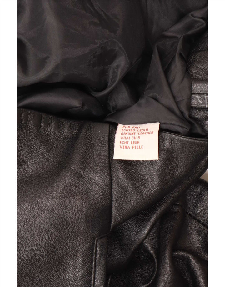 veste blazer en cuir femme vintage EU 40 cuir noir moyen