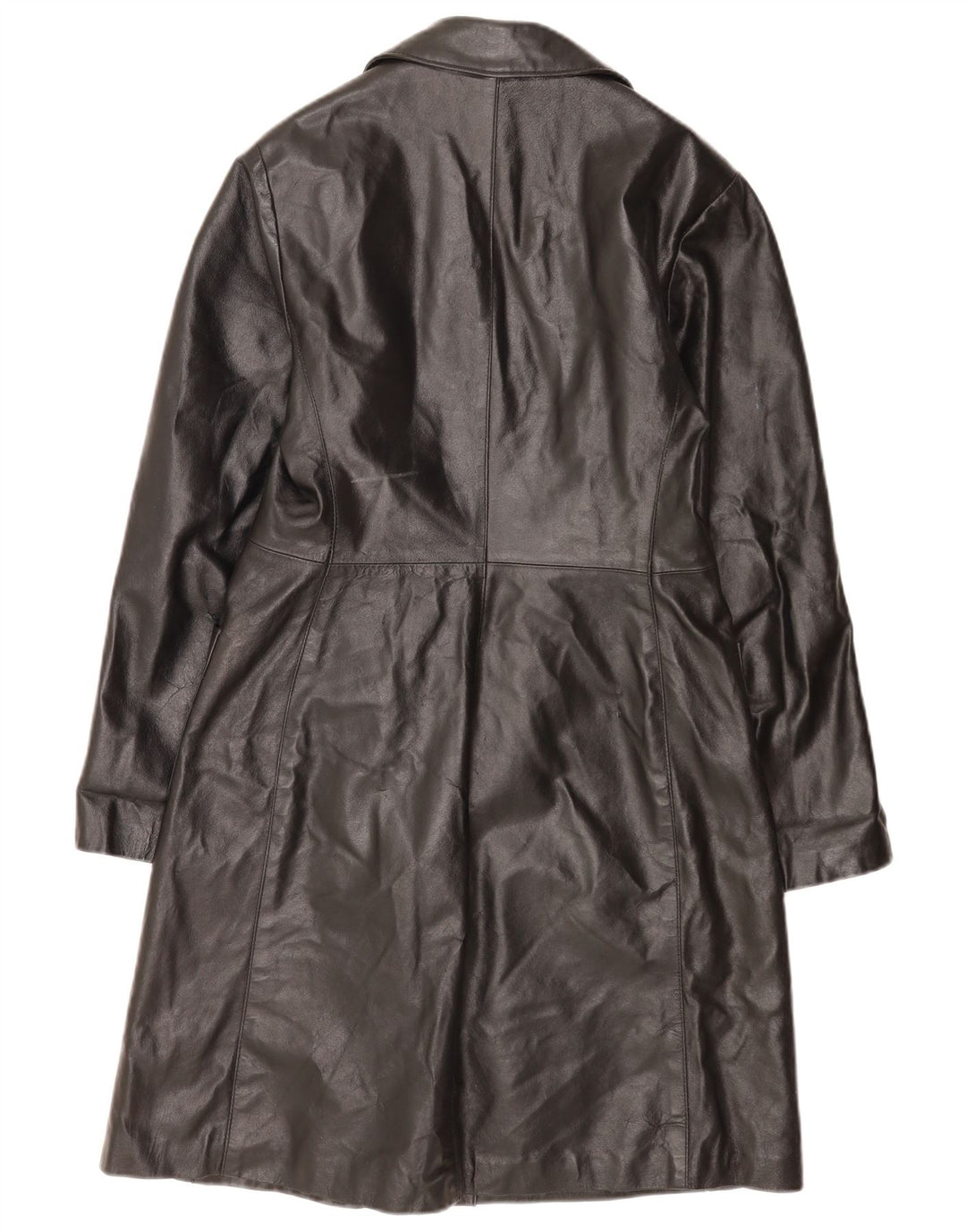 manteau en cuir femme vintage IT 46 Grand Noir