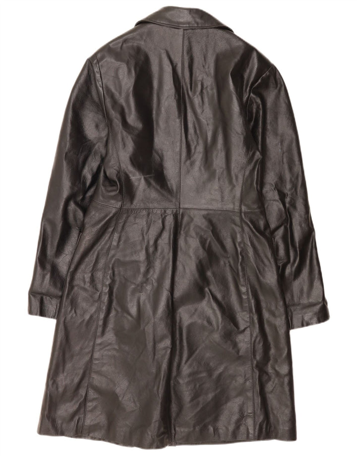 manteau en cuir femme vintage IT 46 Grand Noir