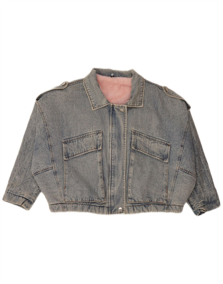 NOUVELLE COLLECTION Veste en jean surdimensionnée à manches 3/4 pour femme UK 10 Petit Bleu