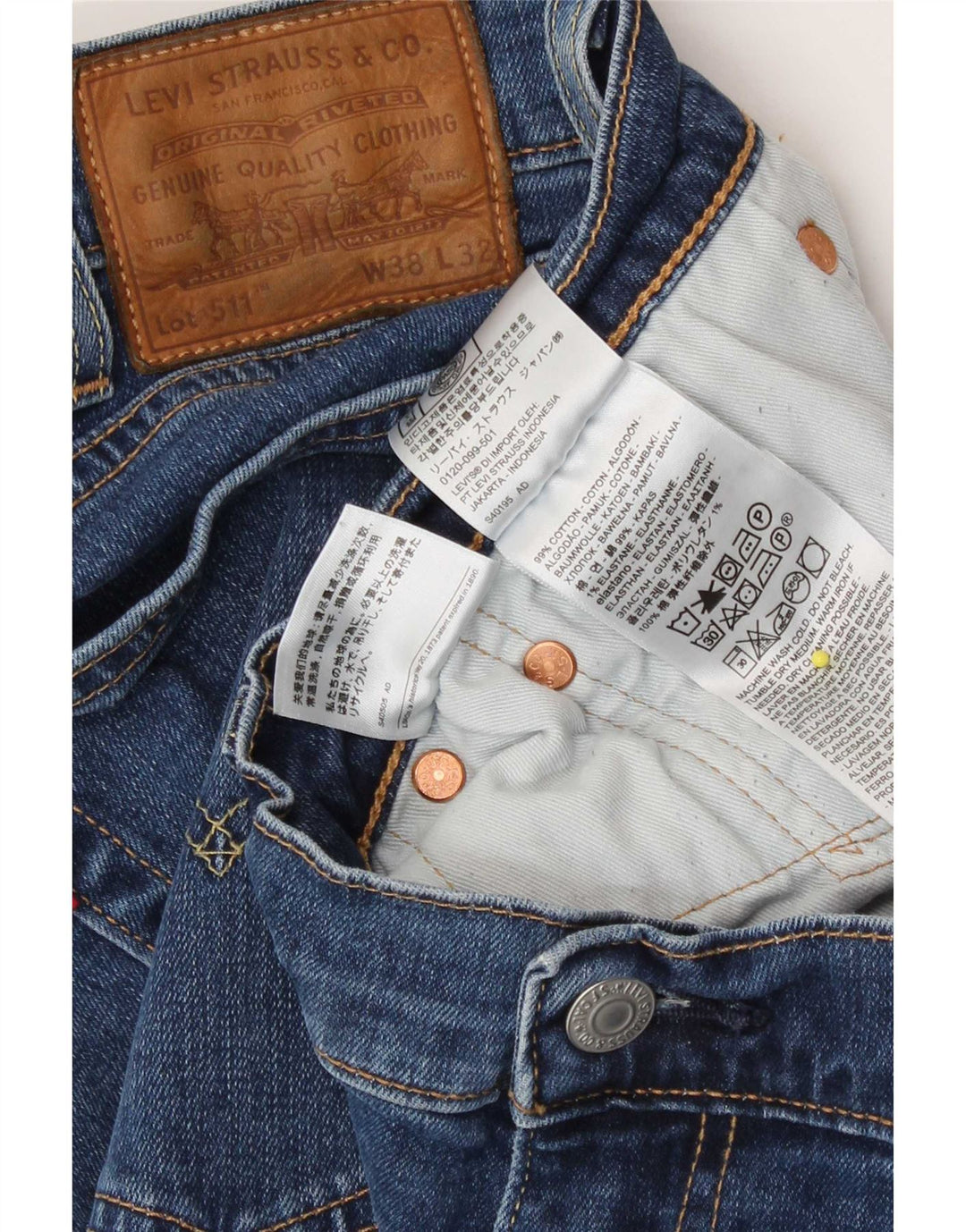 Levi's Jean Slim 511 Homme Bleu W38 L32 Coton