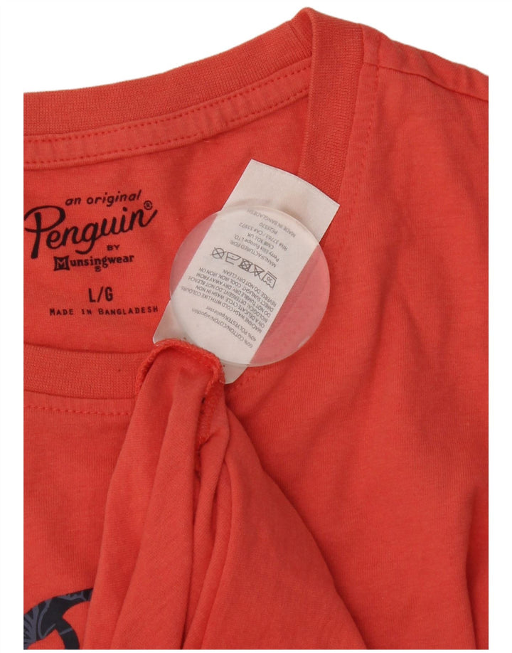 Penguin T-Shirt Graphique Homme Grand Orange Coton