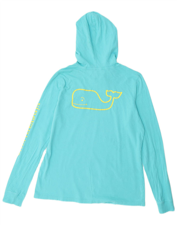 VINEYARD VINES Haut graphique à capuche à manches longues pour femme UK 10 Petit Bleu