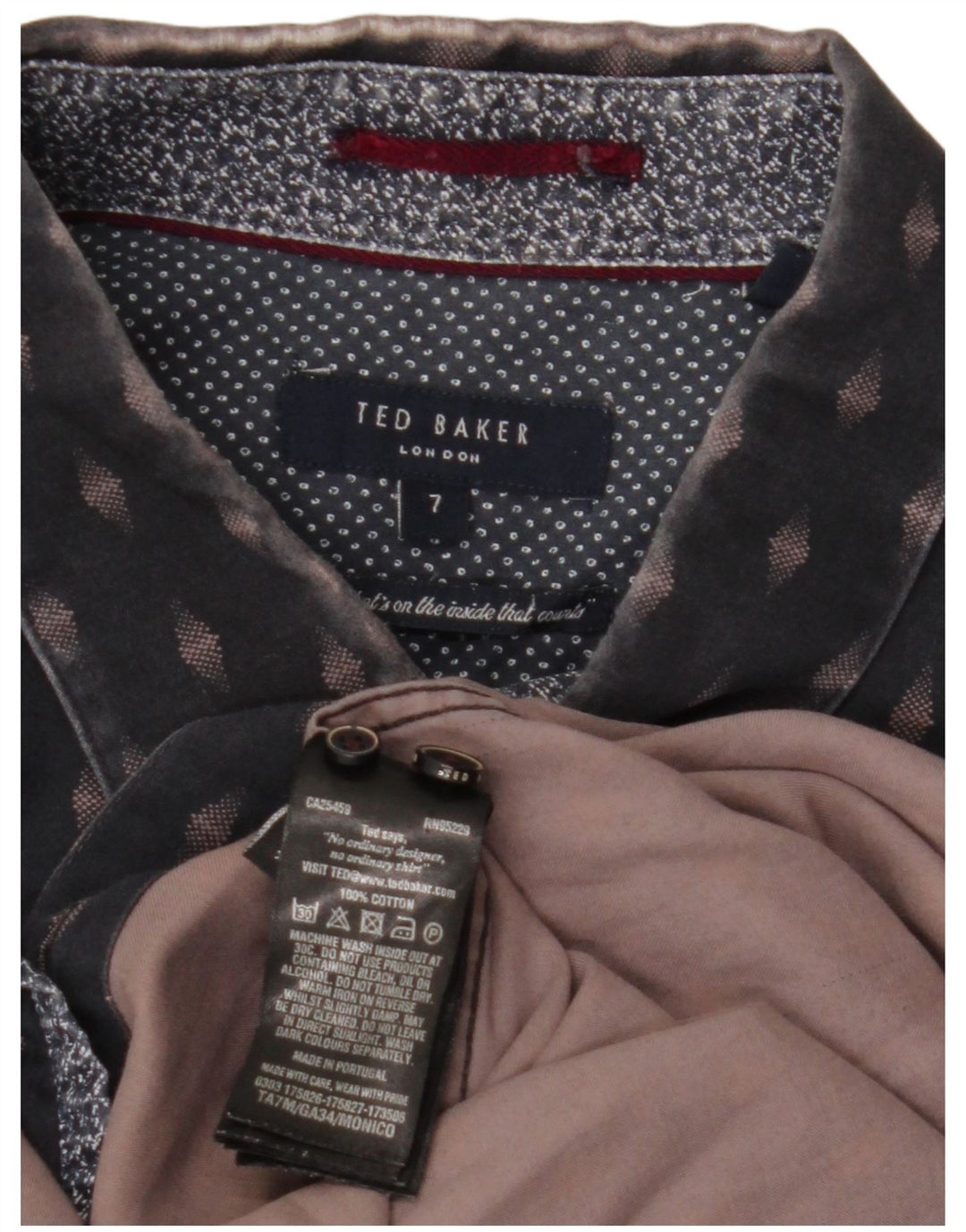 TED BAKER Chemise Homme Taille 7 3XL Bleu Marine Coton Géométrique