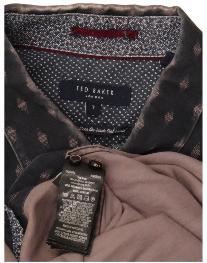 TED BAKER Chemise Homme Taille 7 3XL Bleu Marine Coton Géométrique