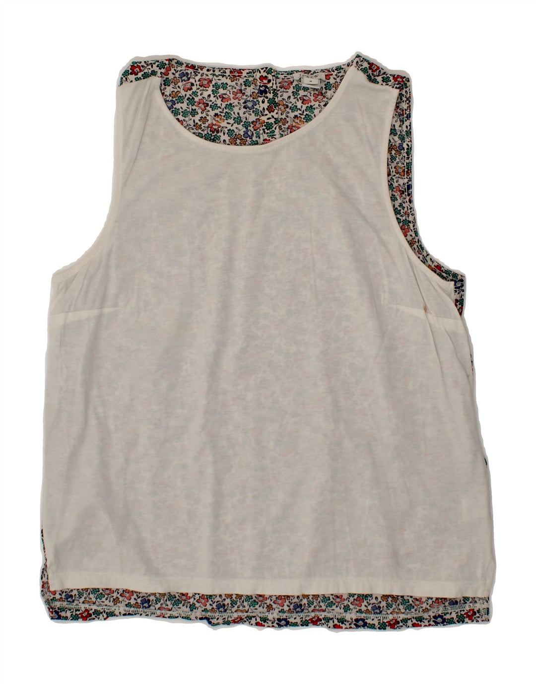 J. CREW Womens Vest Top UK 14 Medium Off White Floral Cotton Vintage J. Crew and Second-Hand J. Crew from Messina Hembry 