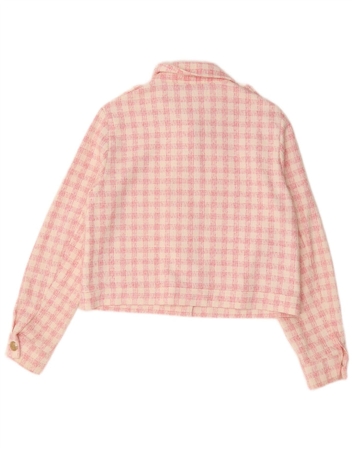 Zara Veste militaire courte pour femme UK 16 Grand carreaux roses