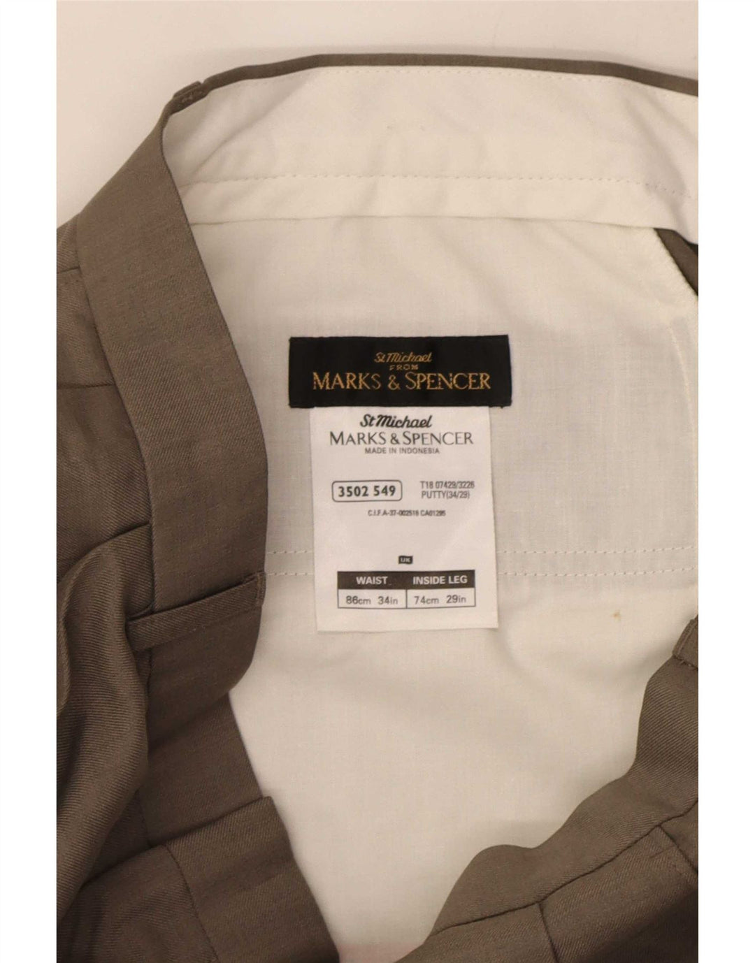 Marks & Spencer Pantalon Chino Pegged Homme W34 L29 Gris Polyester