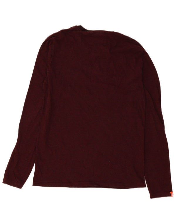 Superdry Haut à manches longues en coton bordeaux pour homme