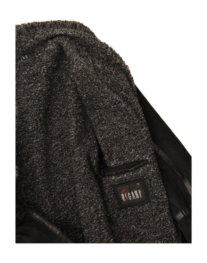 RIGANY Womens Shearling Coat UK 12 Medium Black Leather Vintage Rigany and Second-Hand Rigany from Messina Hembry 