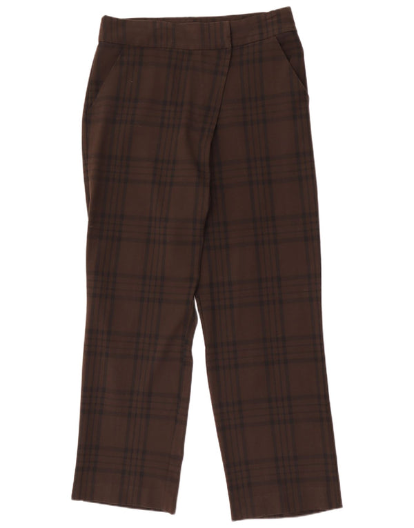 Pantalon Chino Droit Femme Zara Large W30 L29 Marron Carreaux Polyester