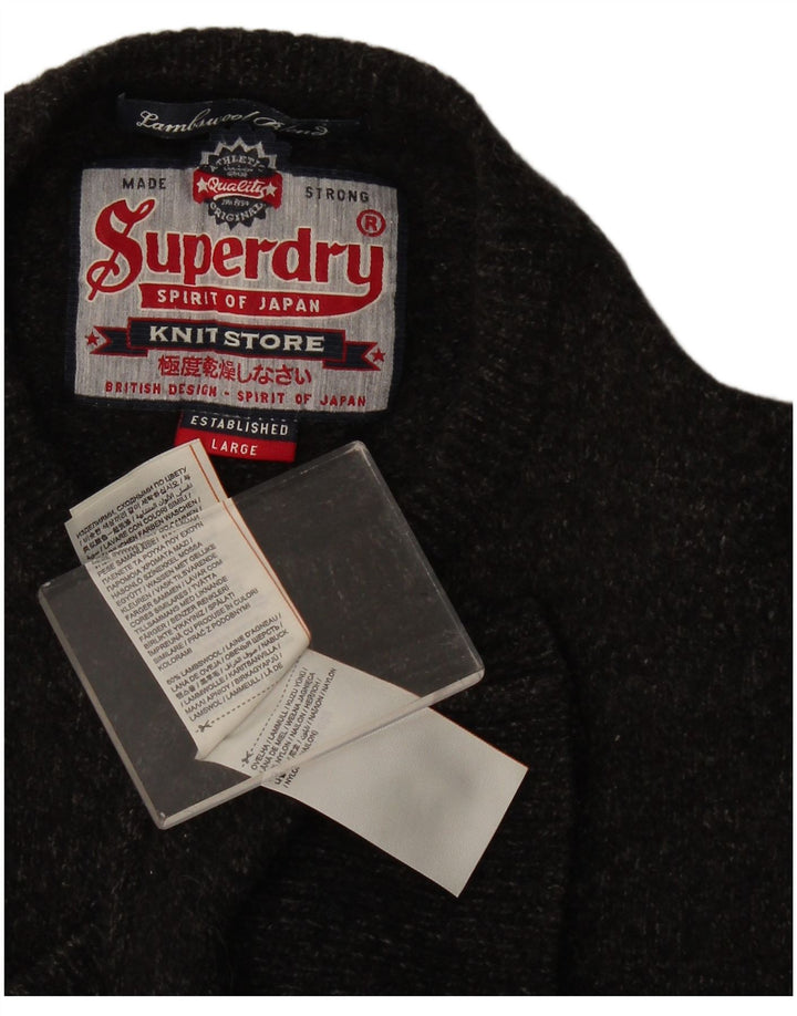 Superdry Pull ras du cou pour homme en laine d'agneau gris moyen