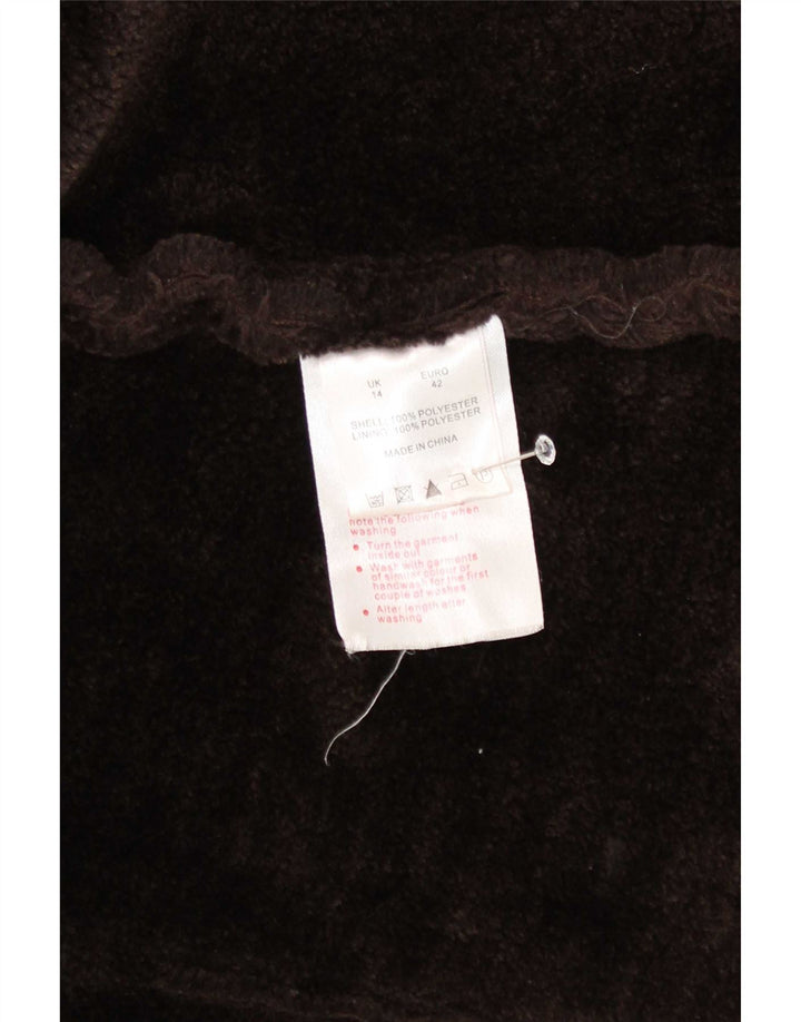 Veste Sherpa 2 boutons Dash pour femme UK 14 Large Marron Polyester