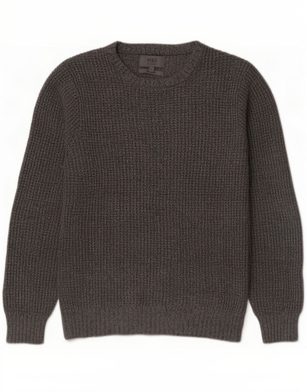 Marks & Spencer Mens Boat Neck Jumper Sweater Small Grey Cotton