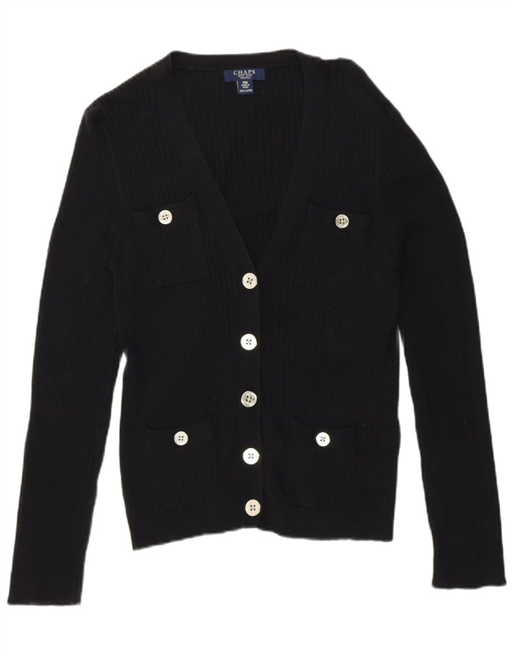 Chaps Femme Petite Cardigan Pull UK 14 Moyen Noir Coton