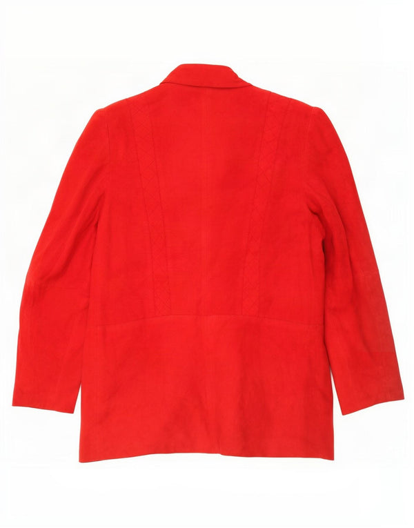 vintage Femmes 1 Bouton Veste Blazer En Daim UK 12 Rouge Moyen