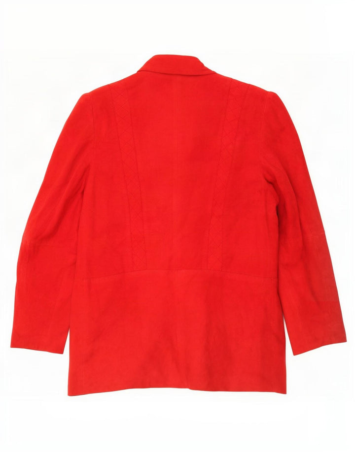 vintage Femmes 1 Bouton Veste Blazer En Daim UK 12 Rouge Moyen