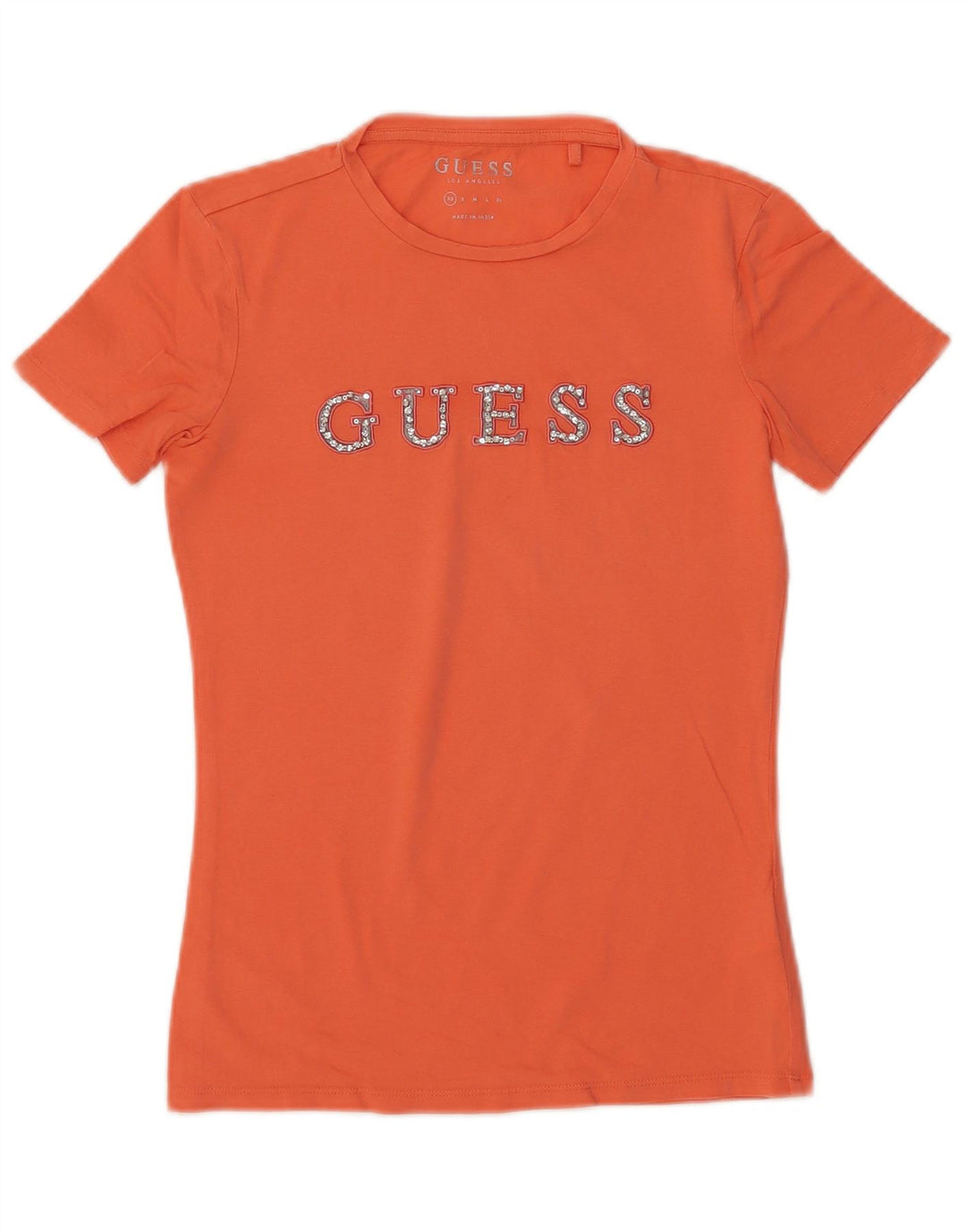 GUESS T-shirt graphique pour femme UK 6 XS Orange Coton