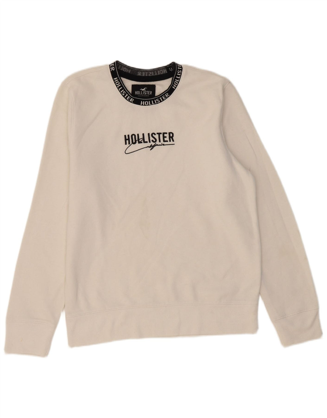 HOLLISTER Sweat-Shirt Graphique Homme Blanc Moyen Coton